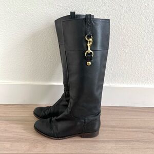 COACH boots / black leather Martta knee high riding boots / size 7.5 \